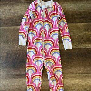 Hanna Andersson Pink and Yellow Rainbow zipper pajamas